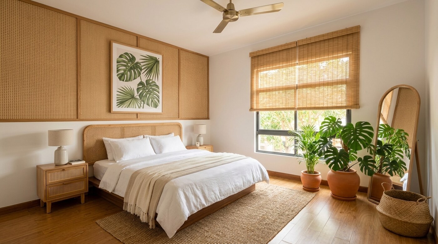 Bedroom after AI redesign — Modern Tropical style